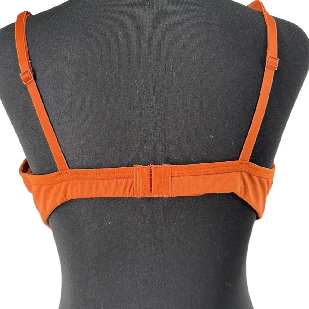 Everlane The Cotton Bralette cognac orange brown lounge comfort light support XL